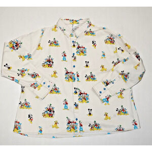 Disney Mickey & Friends Button-Up Shirt – Size L – All-Over Print Goofy Pluto Do